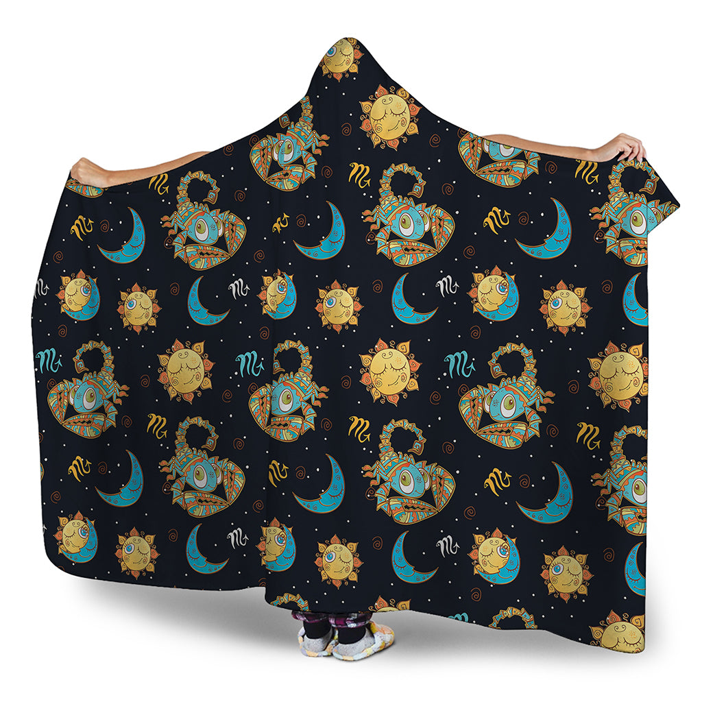 Cute Cartoon Scorpio Pattern Print Hooded Blanket