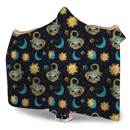 Cute Cartoon Scorpio Pattern Print Hooded Blanket