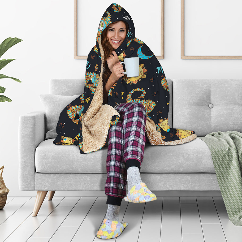 Cute Cartoon Scorpio Pattern Print Hooded Blanket