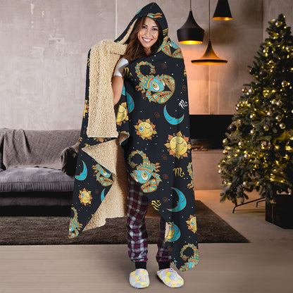 Cute Cartoon Scorpio Pattern Print Hooded Blanket