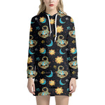 Cute Cartoon Scorpio Pattern Print Hoodie Dress