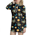 Cute Cartoon Scorpio Pattern Print Hoodie Dress