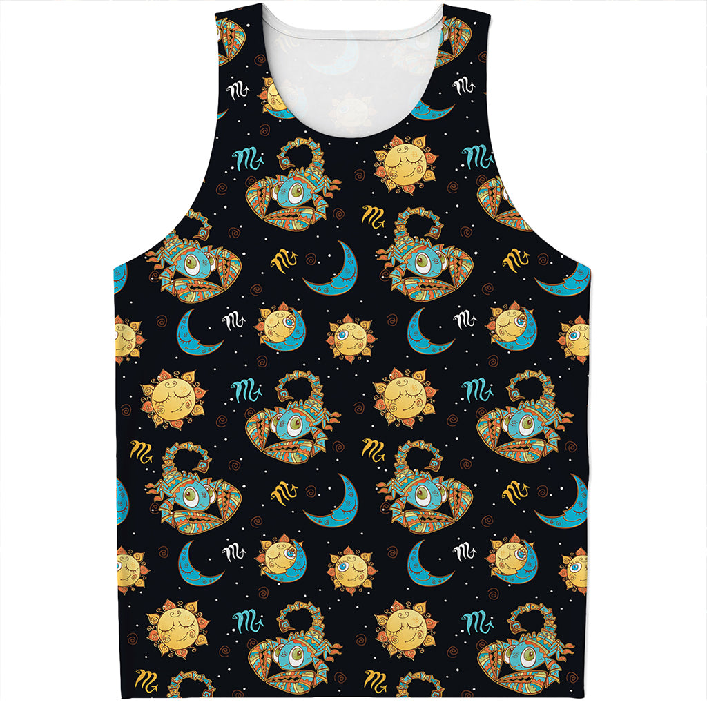 Cute Cartoon Scorpio Pattern Print Men's Tank Top