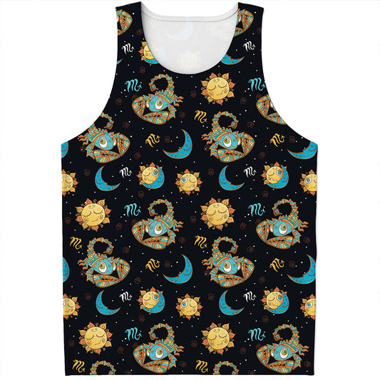 Cute Cartoon Scorpio Pattern Print Men's Tank Top