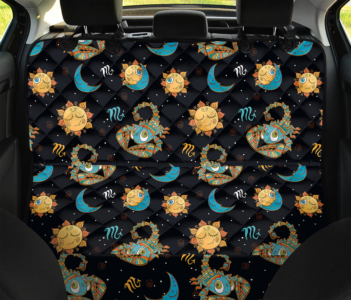 Cute Cartoon Scorpio Pattern Print Pet Car Back Seat Cover