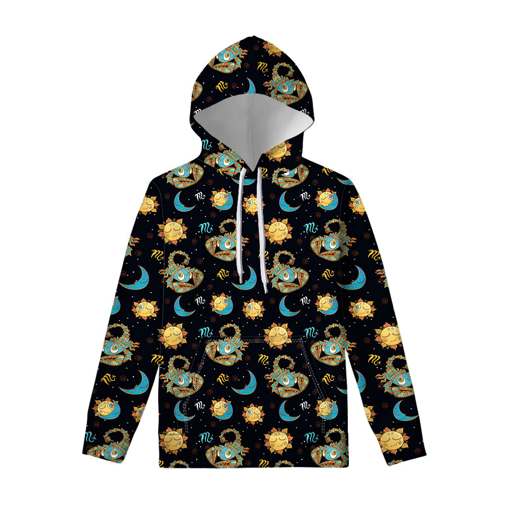 Cute Cartoon Scorpio Pattern Print Pullover Hoodie