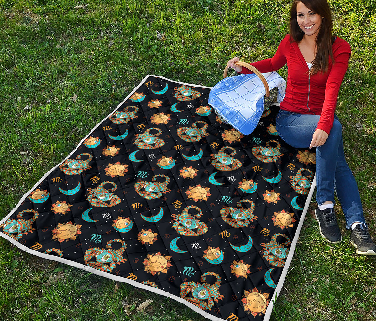 Cute Cartoon Scorpio Pattern Print Quilt