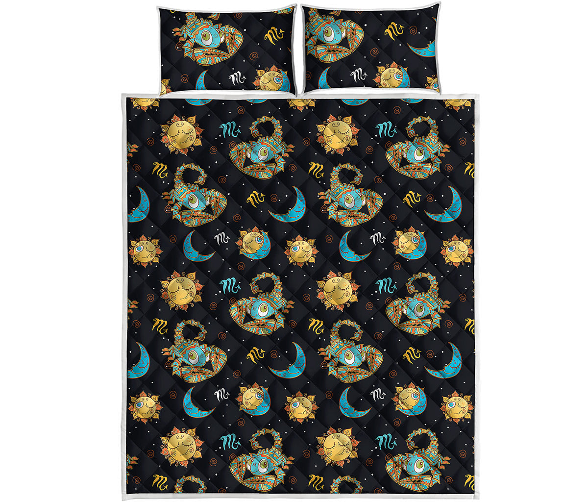 Cute Cartoon Scorpio Pattern Print Quilt Bed Set