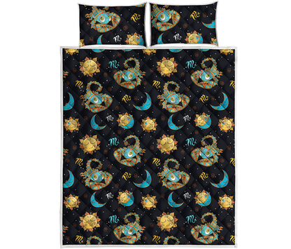 Cute Cartoon Scorpio Pattern Print Quilt Bed Set
