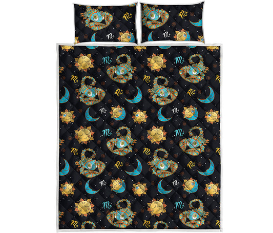 Cute Cartoon Scorpio Pattern Print Quilt Bed Set
