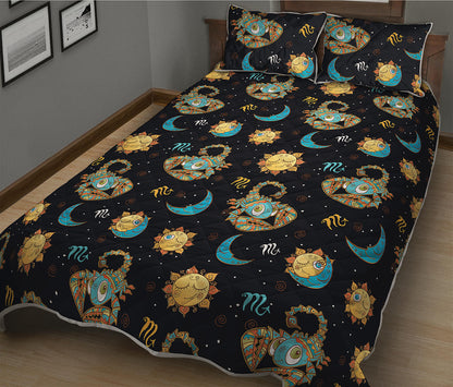 Cute Cartoon Scorpio Pattern Print Quilt Bed Set