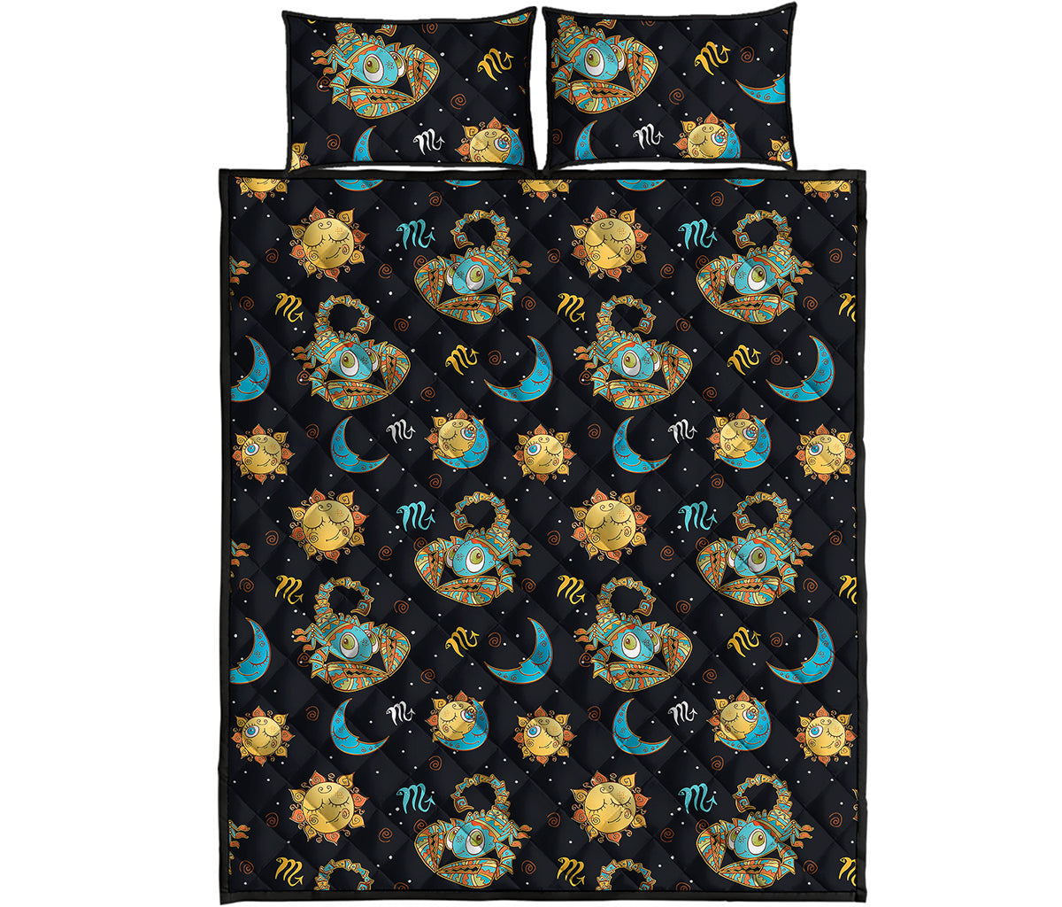 Cute Cartoon Scorpio Pattern Print Quilt Bed Set