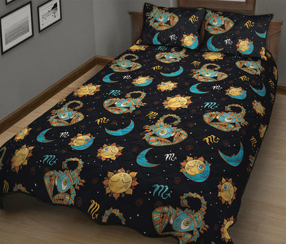 Cute Cartoon Scorpio Pattern Print Quilt Bed Set