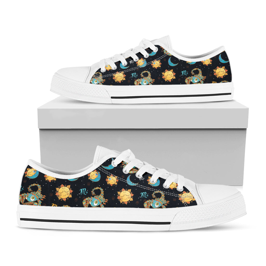 Cute Cartoon Scorpio Pattern Print White Low Top Shoes