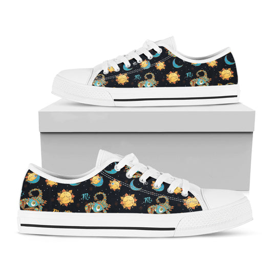 Cute Cartoon Scorpio Pattern Print White Low Top Shoes