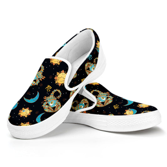 Cute Cartoon Scorpio Pattern Print White Slip On Shoes