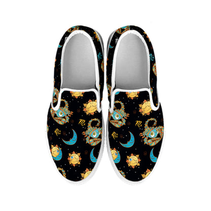 Cute Cartoon Scorpio Pattern Print White Slip On Shoes
