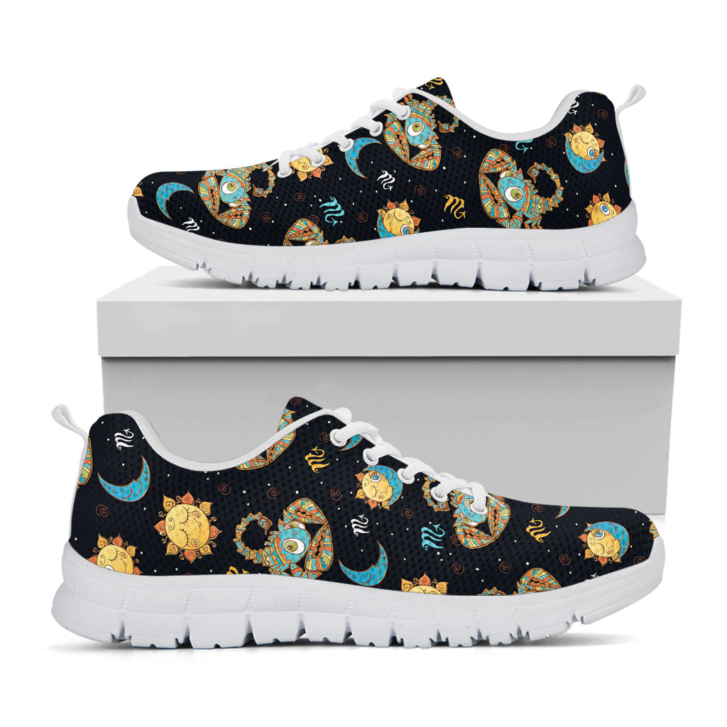 Cute Cartoon Scorpio Pattern Print White Sneakers