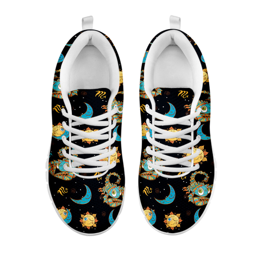 Cute Cartoon Scorpio Pattern Print White Sneakers