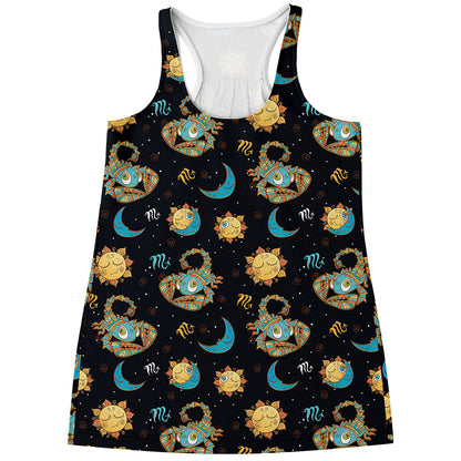 Cute Cartoon Scorpio Pattern Print Women's Racerback Tank Top