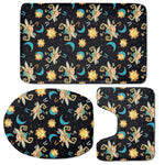 Cute Cartoon Taurus Pattern Print 3 Piece Bath Mat Set