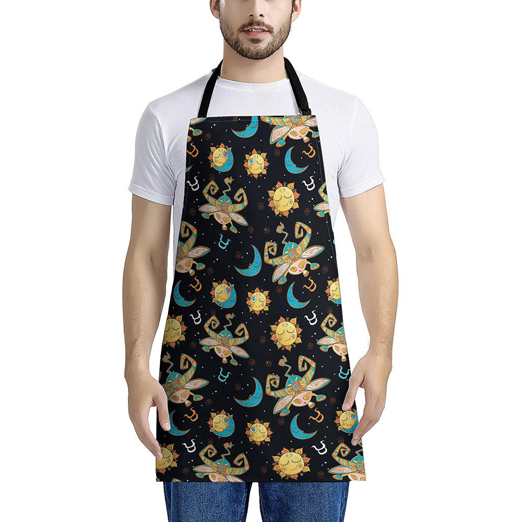Cute Cartoon Taurus Pattern Print Apron