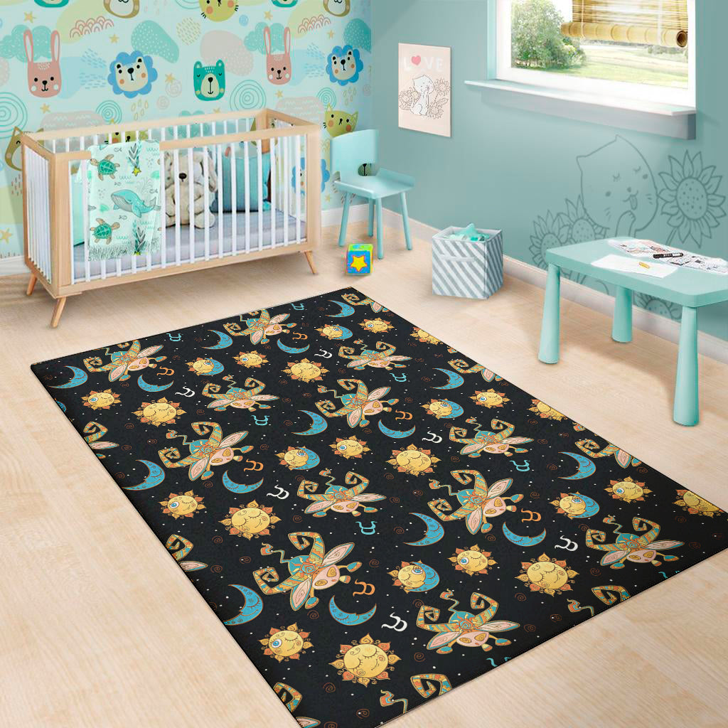 Cute Cartoon Taurus Pattern Print Area Rug