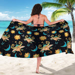 Cute Cartoon Taurus Pattern Print Beach Sarong Wrap