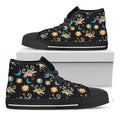 Cute Cartoon Taurus Pattern Print Black High Top Sneakers