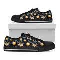 Cute Cartoon Taurus Pattern Print Black Low Top Sneakers