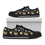 Cute Cartoon Taurus Pattern Print Black Low Top Shoes