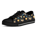 Cute Cartoon Taurus Pattern Print Black Low Top Shoes