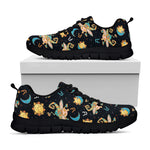 Cute Cartoon Taurus Pattern Print Black Sneakers