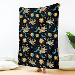 Cute Cartoon Taurus Pattern Print Blanket