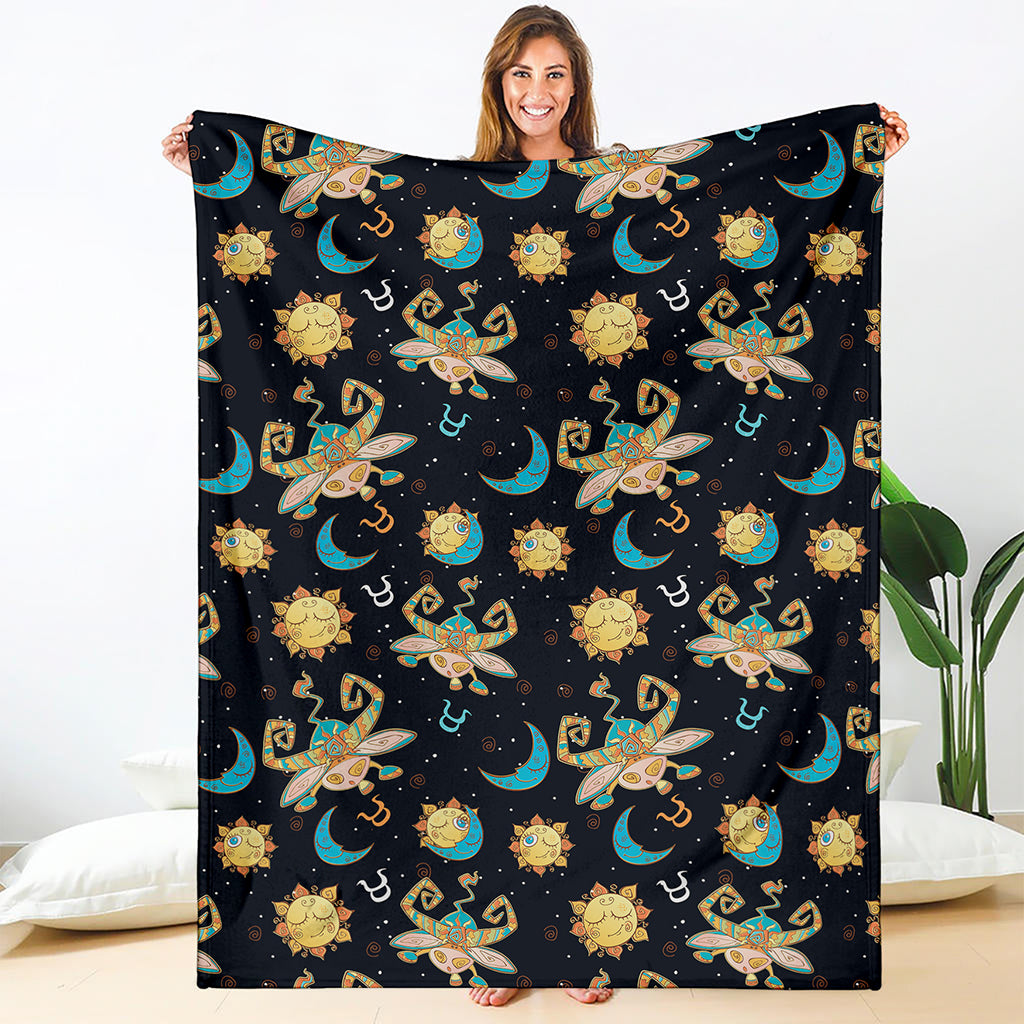 Cute Cartoon Taurus Pattern Print Blanket