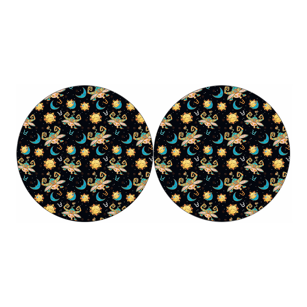 Cute Cartoon Taurus Pattern Print Car Coasters