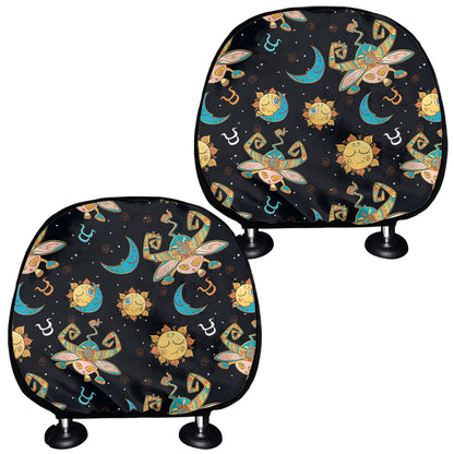 Cute Cartoon Taurus Pattern Print Car Headrest Covers
