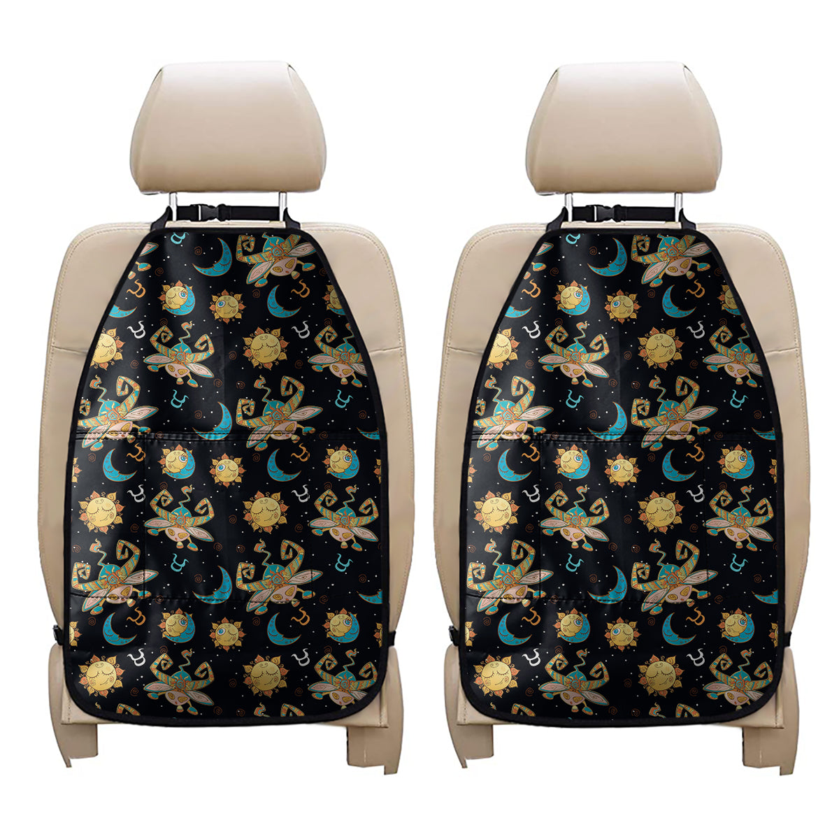 Cute Cartoon Taurus Pattern Print Car Seat Organizers