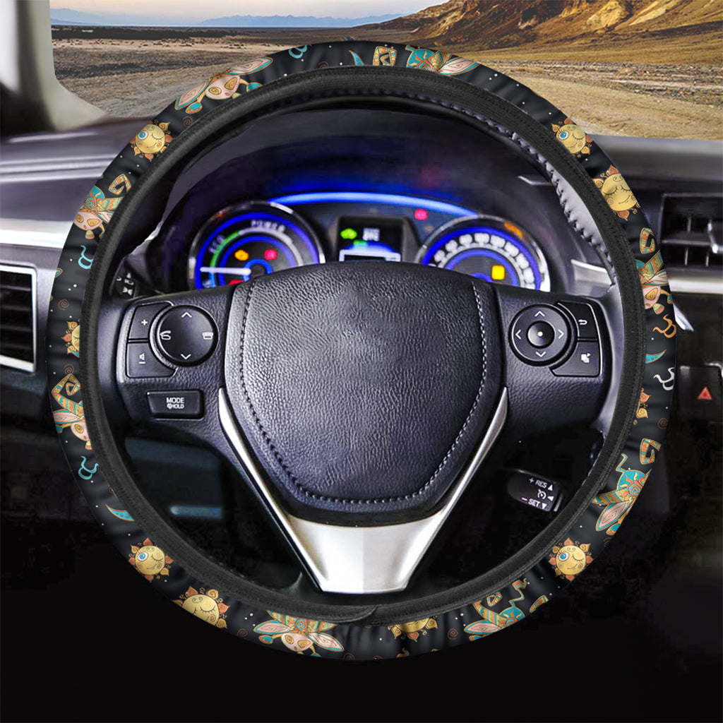 Cute Cartoon Taurus Pattern Print Car Steering Wheel Cover