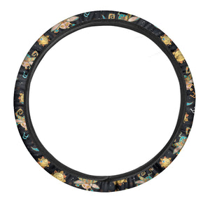 Cute Cartoon Taurus Pattern Print Car Steering Wheel Cover