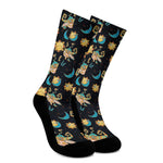 Cute Cartoon Taurus Pattern Print Crew Socks