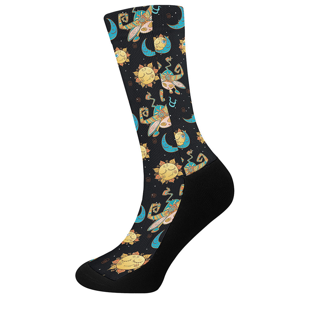 Cute Cartoon Taurus Pattern Print Crew Socks