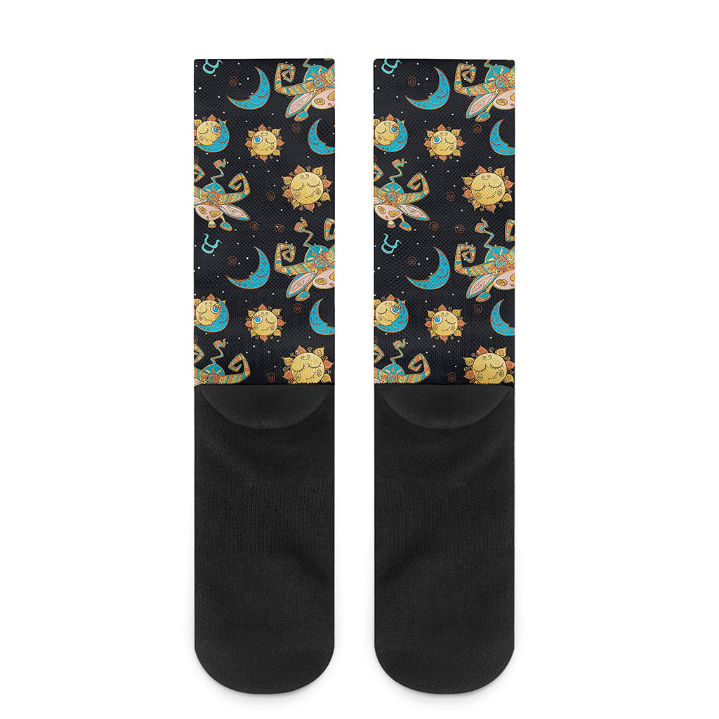 Cute Cartoon Taurus Pattern Print Crew Socks