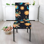 Cute Cartoon Taurus Pattern Print Dining Chair Slipcover