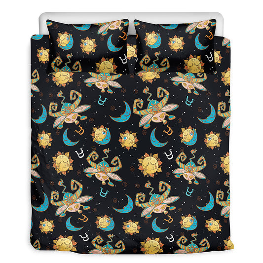 Cute Cartoon Taurus Pattern Print Duvet Cover Bedding Set
