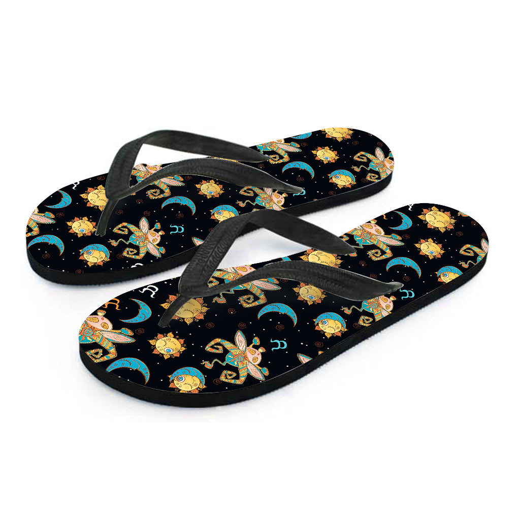 Cute Cartoon Taurus Pattern Print Flip Flops