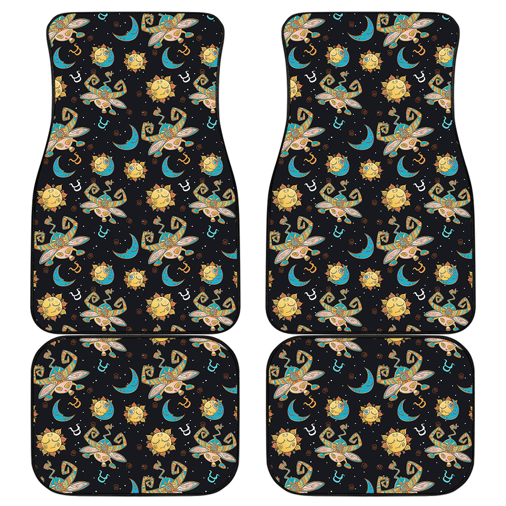 Cute Cartoon Taurus Pattern Print Front and Back Car Floor Mats