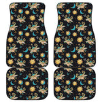 Cute Cartoon Taurus Pattern Print Front and Back Car Floor Mats