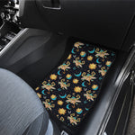 Cute Cartoon Taurus Pattern Print Front and Back Car Floor Mats