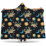 Cute Cartoon Taurus Pattern Print Hooded Blanket